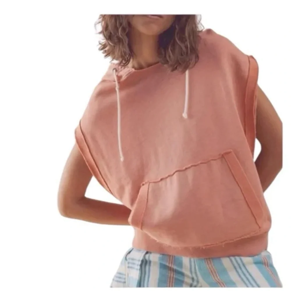 Free People We The Free Size M Donny Sleeveless Hoodie in Rose Blush